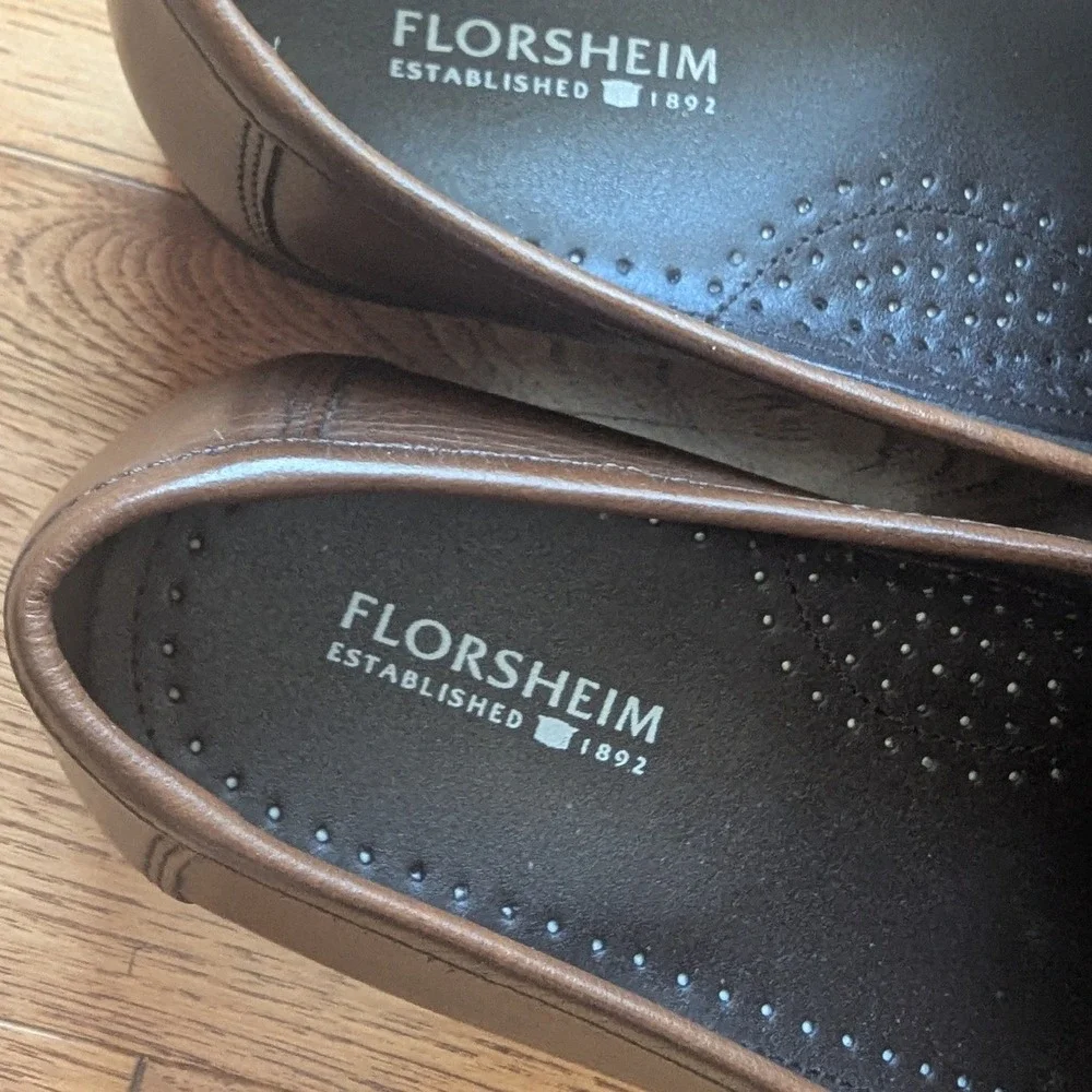 Florsheim Horsebit Loafers Brown Leather Moc Toe Slip On Mens 10.5 D Old Money